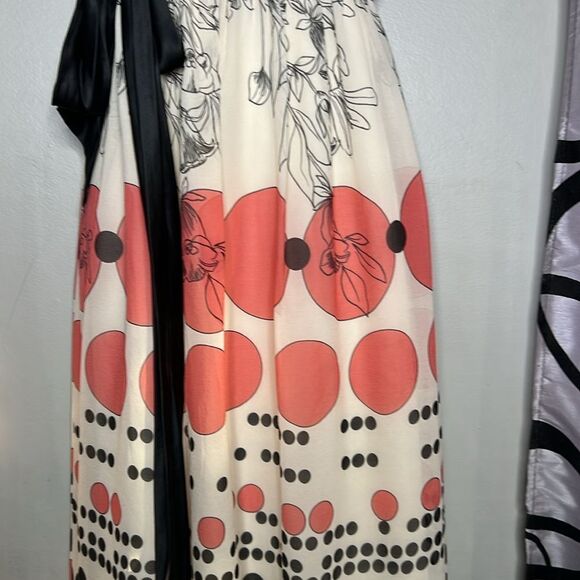 Max & Cleo Dress Womans 8 Pink Black Retro Design Silk Strapless Cocktail Bow - Picture 5 of 10